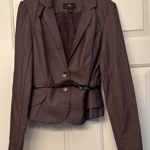 Iz Byer Chocolate Brown Blazer with Belt size small NWT